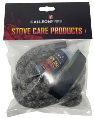 14mm x 2m Soft Stove Rope for Stove Door Stockton,Replacement Rope Pack, Black Rope Seal kit (with 50ml Super Seal)