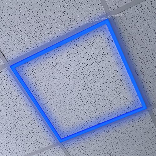 Long Life Lamp Company 40w Edge Lit LED Panel 600 x 600 Recessed Ceiling Light Blue Suspended Ceiling Light Border Frame