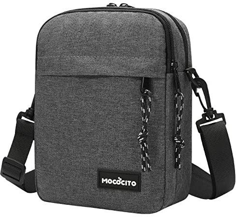 MOCOCITO Umhängetasche, Schultertasche für Herren, Kuriertasche aus Nylon, Messenger Bag für Tägliches Leben Reise(Groß-Grau)
