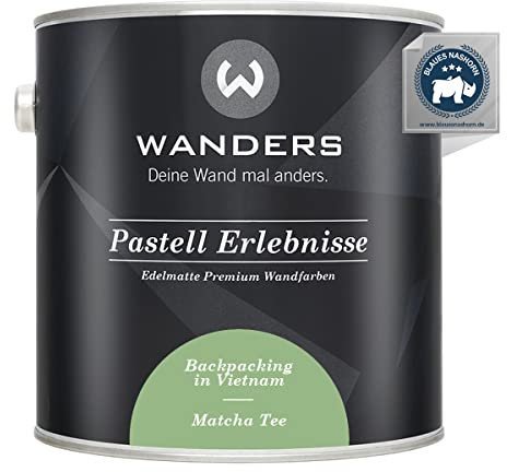 Wanders Pastell Erlebnisse 2,5L - Matcha Tee/Mittleres Grün - Edelmatte Wandfarbe! Küchenmöbellack und Möbelfarbe. Kreidefarbe für Holz & mehr. Hohe Deckkraft, schnell trocknend