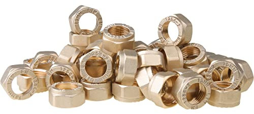 LTWFITTING 15MM OD Brass Compression Nut, Brass Compression Fitting (Pack of 50)