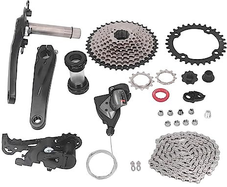 Groupe 10 Vitesses, Manettes de Vitesse Dérailleur Arrière 11 à 40T Support Inférieur de Volant D'inertie Chaîne de Dérailleur Arrière Avant Kit de Changement de Vitesse de Vélo (Plateau 36T)