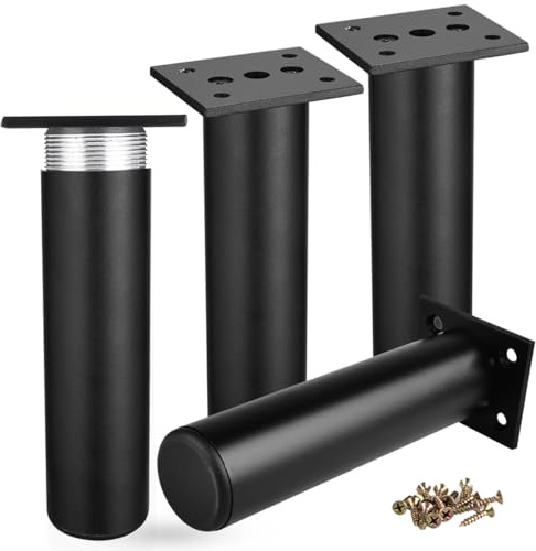 10cm Metall Möbelfüße, Btowin 4 Stück Modern Verstellbar Aluminium Rund DIY Ersatz Tischbeine Schrankfüße für Sofa Schrank Regal TV-Ständer