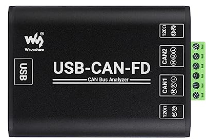 Waveshare Industrial Grade CAN/CAN FD Bus Data Analyzer, USB To CAN FD Adapter, CAN/CAN FD Bus Communication Interface Card, compatible with Windows XP/7/8/10/11