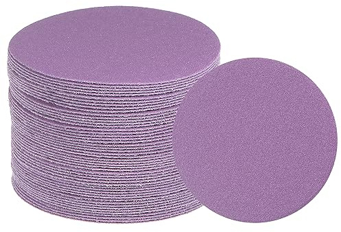 uxcell 50 discos de lija de grano 240, color morado, papel de lija circular de 3 pulgadas, papel de lija profesional, pulido en seco y húmedo para paneles de yeso de madera y metal