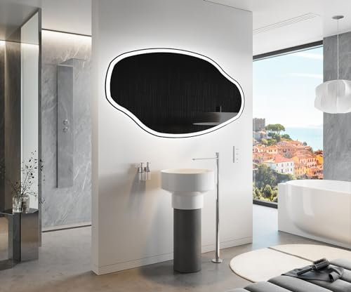 Artforma Badspiegel mit Beleuchtung - Asymmetrischer Spiegel - 134x84 - Led Spiegel Bad - Unregelmäßiger Form - Badezimmerspiegel Nach Maß - Modernes Design - Ohne Rahmen