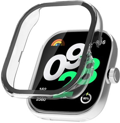 SeNool Funda para Xiaomi Redmi Watch 4, Carcasa Rígida de PC, Claro | Dureza 9H, Antirayaduras, Cristal Templado Protector de Pantalla, Rígida Carcasa Protectora para Xiaomi Redmi Watch 4