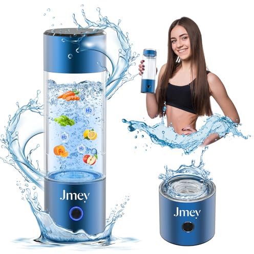 JMEY Botella de agua de hidrógeno, máquina de agua de hidrógeno con tecnología SPE y PEM, portátil y recargable, ionizador de agua de hasta 3000 ppb, generador de botellas de agua de hidrógeno para
