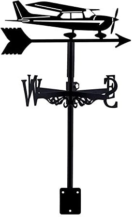 ANCNA-U Weathervane with Roof Mount Aircraft Transport Plane Weather Vanes, Retro Shape Metal Weathercock Wind Direction Indicator Garden, Creative Home Decor Ornament Gift