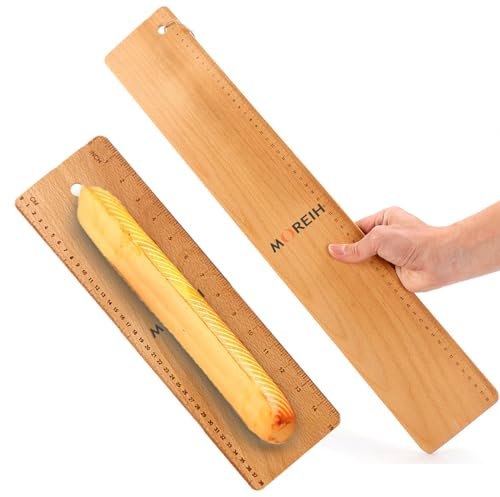 MOREIH Tavola ribaltabile baguette in legno, 2 pezzi, 15 e 23 pollici, Pala di trasferimento per pane francese, Baguette, Pagnotte e Ciabatta, Vassoio multifunzionale con bilancia