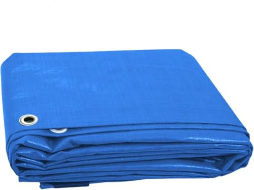 Tarpaulin Cover, Waterproof, Weatherproof, Frost-Resistant, UV Protection, Universal, Multipurpose, Groundsheet, Camping, Boating, Hiking (BLUE, 6 x 8 m)