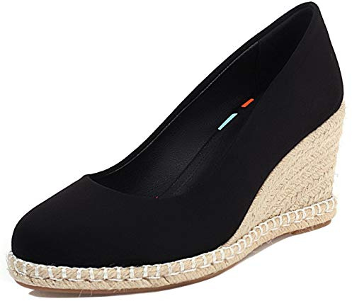 Gicoiz Wedge Espadrilles Womens Round Toe Platform Pumps