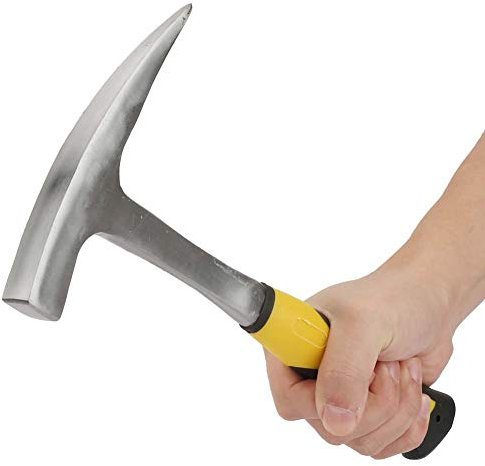 Marteau de Géologie Professionnel avec Double Tête en Bec de Canard, Poignée Antidérapante et Absorbeur de Chocs, pour Étude Géologique, Travail de la Brique