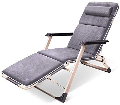 Tragbarer Liegestuhl, Garten, Innenhof, Camping, Outdoor, Familien-Lounge-Stuhl, klappbarer Sonnen-Strandstuhl, mit Perlwatte-Pad-Unterstützung, 200 kg Schwerelosigkeitsstühle (Farbe: Grau) Safehappy
