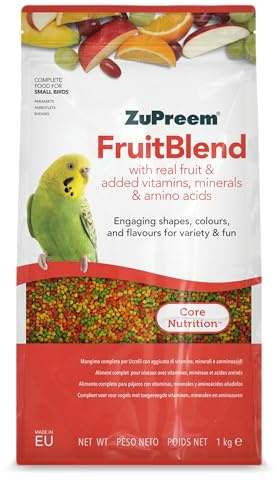 Zupreem Multifruktmat för sällskapsfåglar - frukt och vitaminer - fågelfoder, lämplig för undulater, australiska parakiter, små papegojor och andra små fåglar - 1 kg