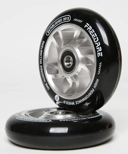 FREEDARE Pro Stunt Scooter Rollen 110mm, ABEC 7 Kugellager, 89A Super Rebound PU Stunt Roller Räder, 2 Stück (Silber)