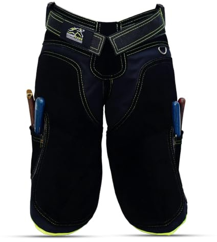 Equine Care Women's Farrier Apron Chaps, Back Support, 23in, Black/Green