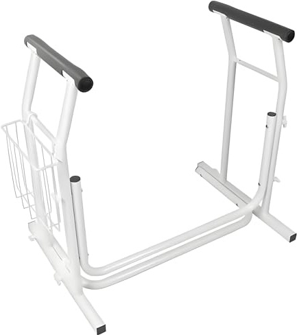 Ergonomische Toiletten-Aufstehhilfe mit höhenverstellbaren, rutschfesten Armlehnen und praktischem Korb – Ideal für Senioren und Menschen mit eingeschränkter Mobilität