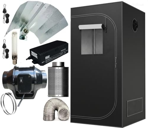 Complete Indoor Hydroponics Growing Kit with Grow Tent, 600 Watt HPS Light, Carbon Filter, Fan (80 x 80 x 160 cm)