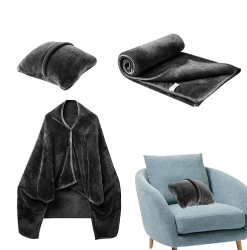 Reisedecke und Kissen – leichte Reisedecke und Kissen-Set | Reiseflugzeug-Kissen-Decke | Flanell warme Reisedecke für Reisen, Flugzeugdecke, weiches Kissen für Damen und Herren