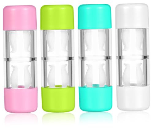 IWOWHERO 4 Stück-Pack Praktisches Objektiv Etui aus Kunststoff Leicht und Schützend für Kontaktlinsen Rosa für Reise und Outdoor Aktivitäten