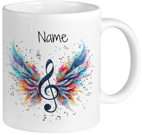 GRAZDesign Tasse Noten mit Namen personalisiert - Geschenke für Musikliebhaber Keramik Becher 330ml
