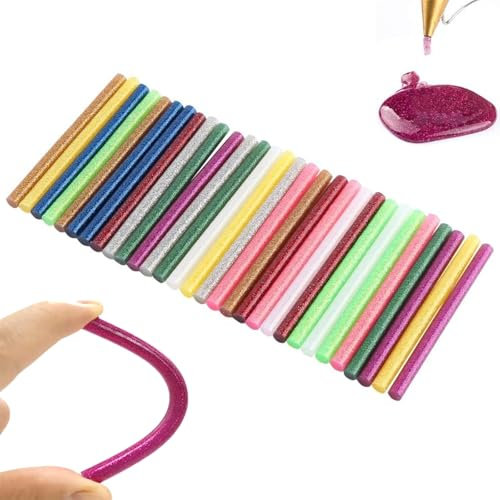 Pegamento Caliente Colores, 50 Piezas Pegamento Termofusible Multicolor Adhesivos Selladores, 7mm x 100mm Barras de Pegamento Termofusible, para Bricolaje, Sellado y Fijación- Multicolor