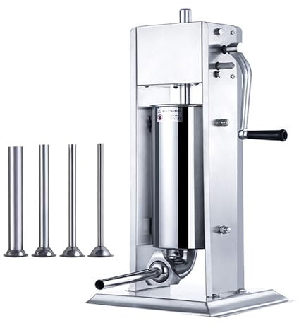 Yqyc Insaccatrice Manuale per Salsicce, Macchina per Salsicce in Acciaio Inossidabile 304, 2 velocità, 4 Tubi di Riempimento, Macchina per Insaccatura di Carne