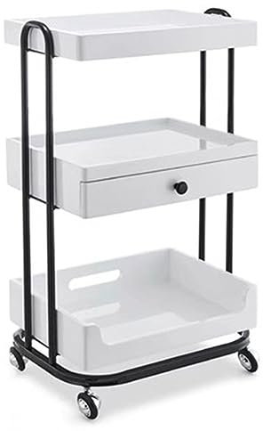 Salon-Beauty-Wagen mit Rädern für Schlafzimmer, Badezimmer, Büro, Friseursalon, Spa, multifunktional, Rollwagen (schwarz, 50 x 38 x 85 cm)