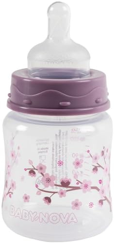 Poupy 150 ml Babyflasche mit Weithals, Silikonsauger, Zitzenschutzdeckel und tropfsicherer Transportscheibe