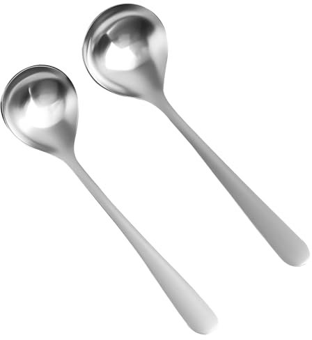2er Set Suppenkellen aus Edelstahl - Robuste und Glänzende Schöpflöffel für Suppen und Saucen, Ideal für Küche, Restaurant und Hotelgebrauch, Silber