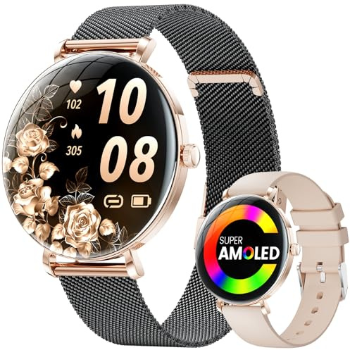 LIGE Montre Connectée Femme avec Appel Bluetooth, 1,43'' AMOLED Écran Smartwatch avec Santé Au Féminin, 120+ Mode Sportif, Sommeil, Fréquence Cardiaque, Étanche IP68 Podometre pour Android iOS