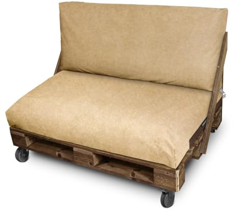 HAPPERS Set Cojines Impermeables y Desenfundables para Palets en Polipiel Exterior Beige Patagonia