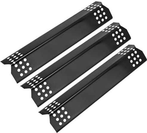 M METERXITY 3-Pack Grill Heat Plates Replacement Parts for Nexgrill, 14.6 Porcelain Steel Heat Tents Burner Cover for Charbroil, Heat Shields for Outdoor Gas Grill [Black]