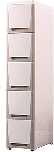 ASumPio Lagerbehälter, 20 cm Breiter Spalt, Lagerschrank, Box, Schubladentyp, Kunststoff, Küchenspalt, Lagerschrank, Badezimmerregal, Schmaler Schrank,Brown-3 Layers