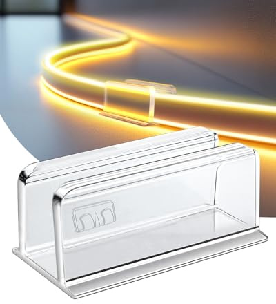 Neon Rope Light Clips Mounting - 40Pcs Clear Waterproof LED Strip Clip Brackets - Adhesive Wall Mount Holder for Govee and Other Neon LED Lights Strip