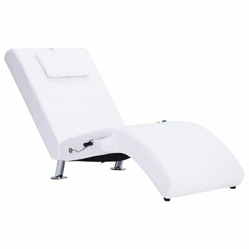 Eleganz Massageliege mit Kissen - Weiße Kunstleder Chaiselongue für Wohnzimmer und Wellnessbereich, bequem und langlebig für Entspannung zu Hause