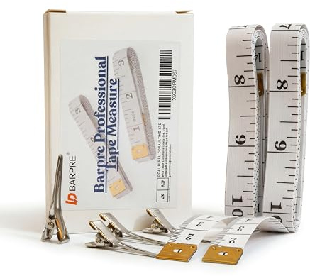 Barpre 2 Pack Soft Tape Measure for Body Measuring & Sewing - 150cm/60inch Dual Sided Retractable Flexible Ruler for Tailor, Weight Loss, Waist - Includes 2 Metal Fabric Clips (White)