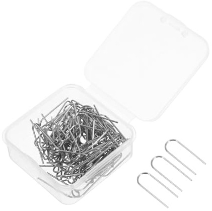 DOITOOL Nichrome Wire Jump Rings High Temperature U Shaped Hooks for Fused Glass Kiln Pendant Ornaments Jewellery Making with Storage Box 60 Pieces