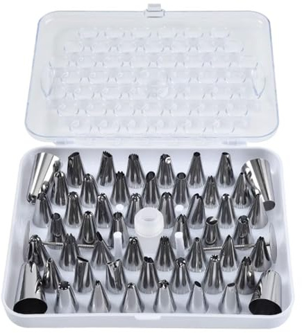 Piping Nozzle 52 Pcs Russian Piping Tips Set Cake Decorating Tip Kit, Baking for Cookie Cupcake Bean Tools Baking Kit with Storage Box Cake Tool