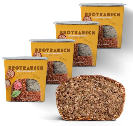 Brotrausch Dinkelvollkornbrot Backmischung (4x 400g) – Urkorn Dinkelbrot - Natürlich, Vegan & Ohne Zusätze – Ballaststoff- und Proteinreiches Vollkornbrot