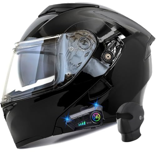 Bluetooth Modularer Motorradhelm, Vollvisierhelm mit Doppelvisier, Leicht Klapphelm mit Doppelvisier, Roller-Mofa -Moped-Helm für Erwachsene Männer Frauen, DOT/ECE Genehmigt