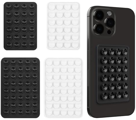 4 Pezzi Ventosa per Telefono, Ventosa Cellulare in Silicone, Ventose Universali per Smartphone, Supporto Auto Bagno Cucina, Ultraaderente Senza Residui, Accessori Telefono, 2 Nero + 2 Bianco