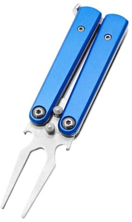 Oshhni Golf Divot Repair Tool, Divot Tool, Stabile Gabel aus Metall, Leicht, Geschenk, Faltbare Golfausrüstung, Blau