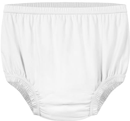 EEOST Adult Waterproof Diaper Cover and Incontinence Pants with Silent Leakproof Protection Featuring Light Absorbent Layer(White，L)