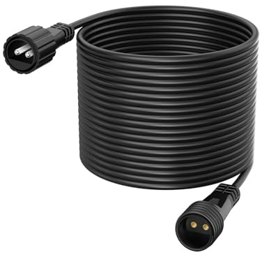 Cavo di Prolunga a 2 Poli per Luci Fiabesche, 10M Impermeabile Connettore per lampadine G40, Cascata Luci Natale Esterno, Luce Stringa Giardino, Catena Luminosa, Luce Tenda