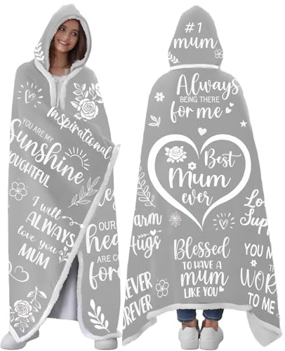 Aellowet Mum Gifts, Mum Birthday Gifts from Daughter Son, Best Mum Ever Wearable Blanket Hoodie for Mummy, Presents for Mum's Mothers Day, Birthday, Christmas