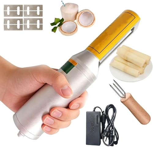 Éplucheur électrique de canne à sucre, éplucheur électrique de canne à sucre en acier inoxydable, outil de coupe de noix de coco for noix de coco, griffe d'hiver, ananas
