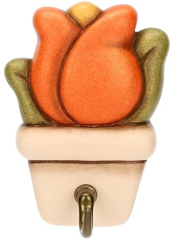 THUN - Portastrofinacci 1 gancio tulipano Country Bloom - Ceramica,5,4x1,9x7,2 cm