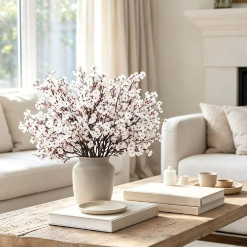 Fairblo 8 Pezzi Fiori Finti Gipsofili Artificiali Bianchi | Nebbiolina Finta, Rami Bouquet in Seta, Per Matrimonio, Decorazione Casa Fai da Te